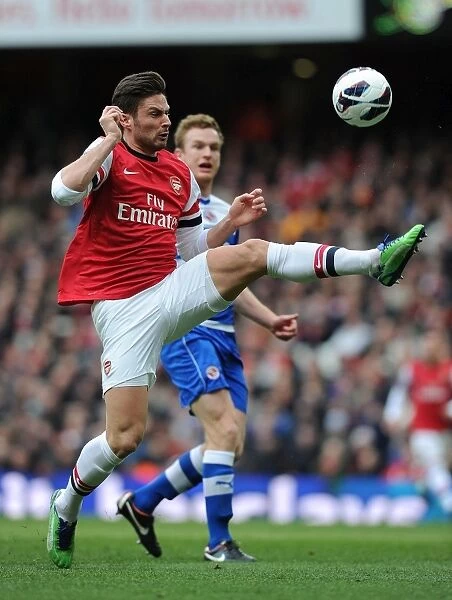 Olivier Giroud in Action for Arsenal against Reading, Premier League 2012-13