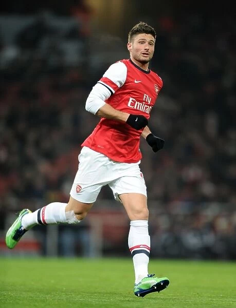 Olivier Giroud in Action for Arsenal against Swansea City - FA Cup Third Round Replay, 2013