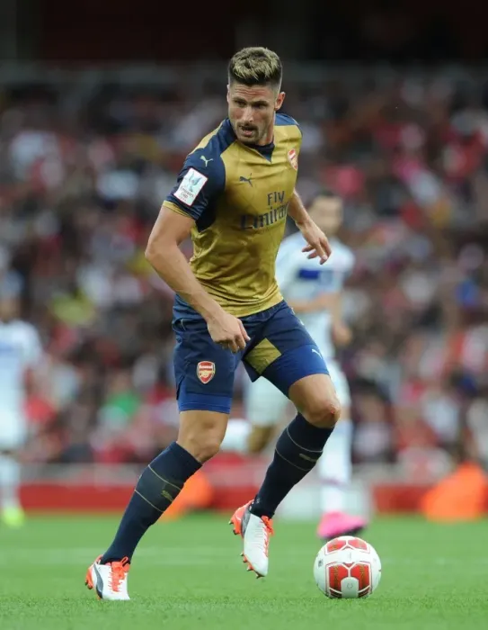 Framed Print : Olivier Giroud in Action: Arsenal vs. Olympique Lyonnais, Emirates Cup 2015 / 16
