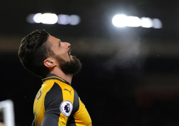 Framed Print : Olivier Giroud in Action: Arsenal vs. Middlesbrough, Premier League 2016-17 Framed Print : Olivier Giroud in Action: Arsenal vs. Middlesbrough, Premier League 2016-17