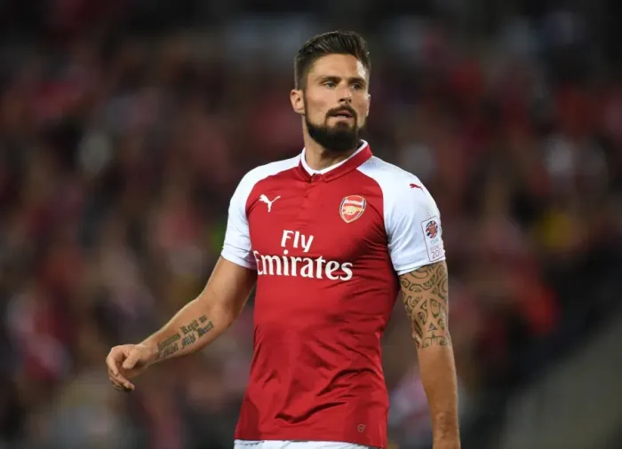 Framed Print : Olivier Giroud in Action: Arsenal vs. Western Sydney Wanderers (2017-18)