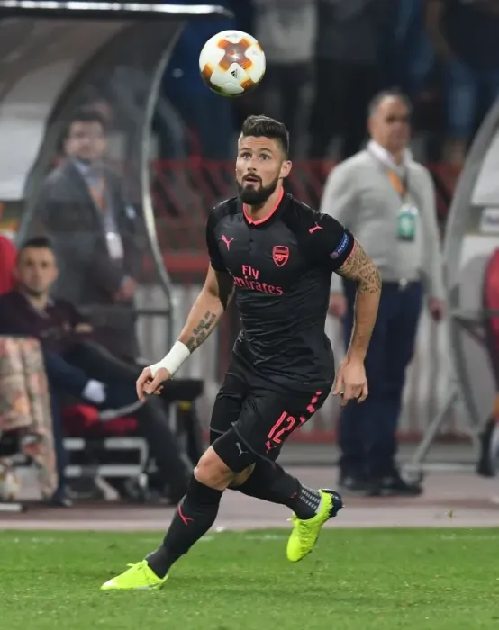 Framed Print : Olivier Giroud in Action: Arsenal vs. Red Star Belgrade, Europa League 2017-18 Framed Print : Olivier Giroud in Action: Arsenal vs. Red Star Belgrade, Europa League 2017-18