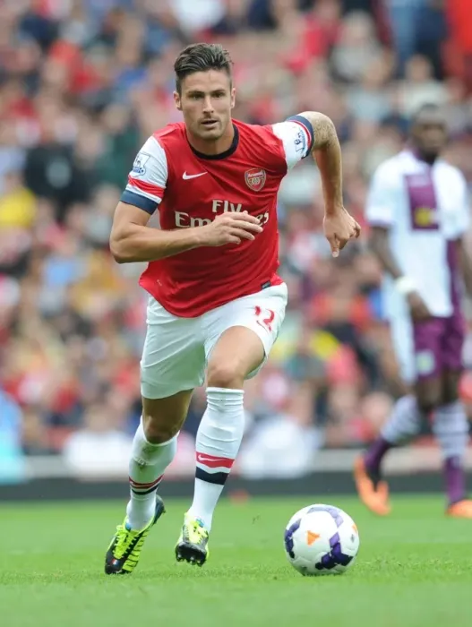 Framed Print : Olivier Giroud in Action: Arsenal vs. Aston Villa, Premier League 2013-14
