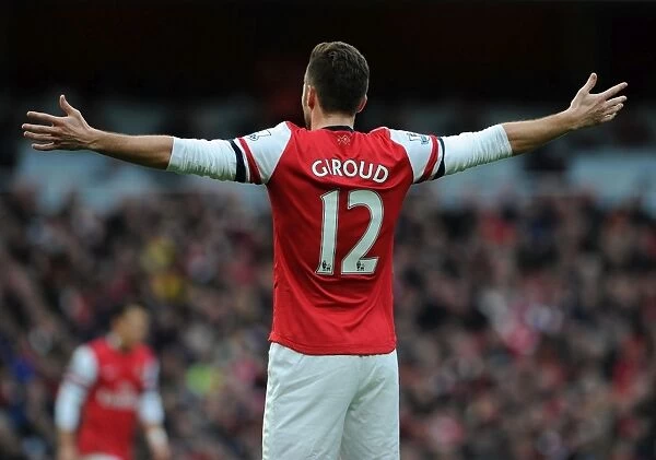 Olivier Giroud in Action: Arsenal vs Fulham, Premier League 2013-14
