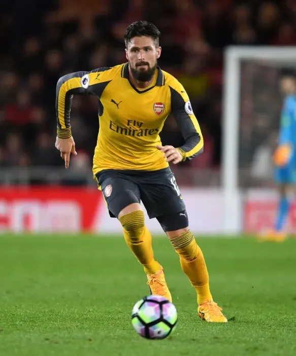 Framed Print : Olivier Giroud in Action: Arsenal's Win Against Middlesbrough, Premier League 2016-17