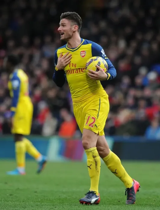 Framed Print : Olivier Giroud in Action: Crystal Palace vs Arsenal, Premier League 2014-15
