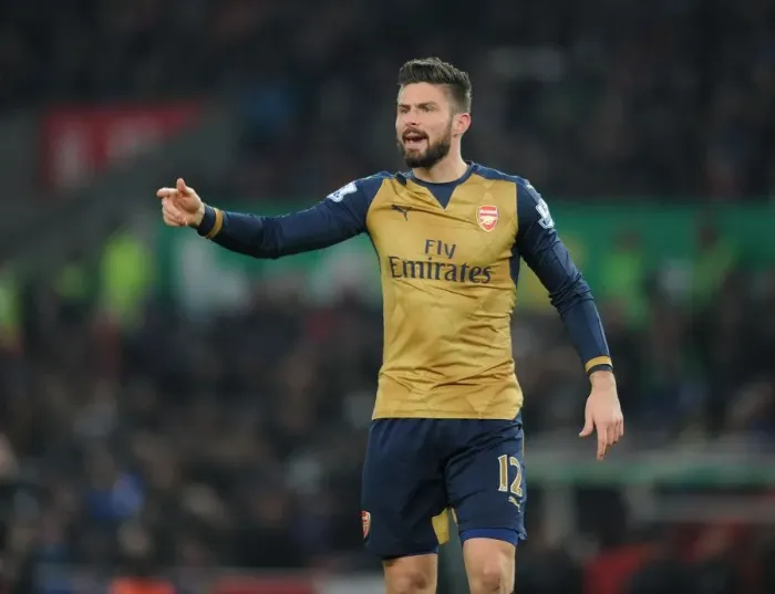Framed Print : Olivier Giroud in Action: Premier League 2015-16 - Arsenal vs. Stoke City