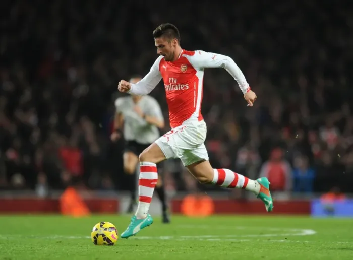 Framed Print : Olivier Giroud (Arsenal). Arsenal 1: 0 Southampton. Barclays Premier League. Emirates Stadium