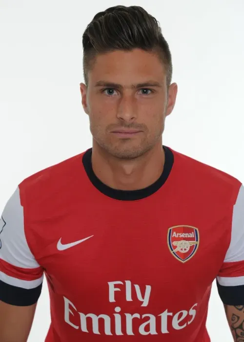 Framed Print : Olivier Giroud at Arsenal FC 2013-14 Squad Team Photocall