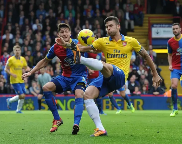 Framed Print : Olivier Giroud (Arsenal) Joel Ward (Palace). Crystal Palace 0: 2 Arsenal. Barclays Premier League Framed Print : Olivier Giroud (Arsenal) Joel Ward (Palace). Crystal Palace 0: 2 Arsenal. Barclays Premier League