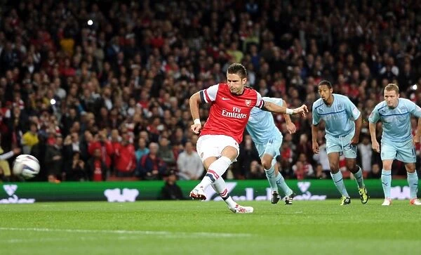 Olivier Giroud (Arsenal) misses a penalty. Arsenal 6:1 Coventry City. Capital One League Cup