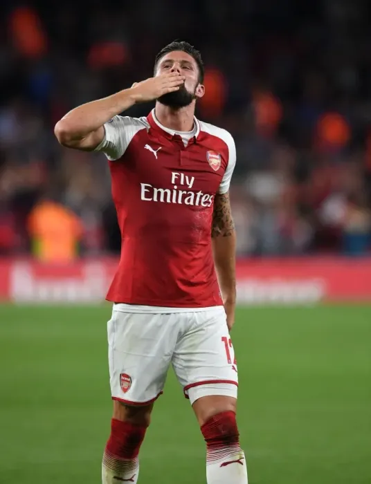 Framed Print : Olivier Giroud: Arsenal's Goalscorer in Premier League Victory over Leicester City (2017-18) Framed Print : Olivier Giroud: Arsenal's Goalscorer in Premier League Victory over Leicester City (2017-18)