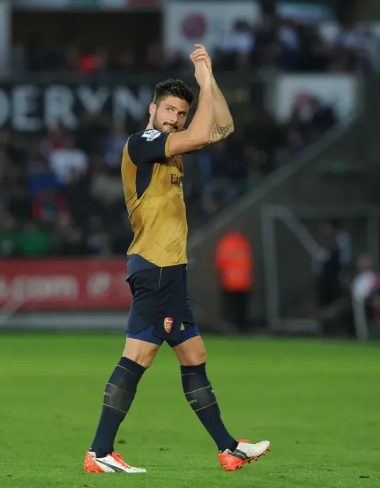 Framed Print : Olivier Giroud Bids Emotional Farewell to Arsenal Fans in Swansea City Match, 2015-16 Premier League