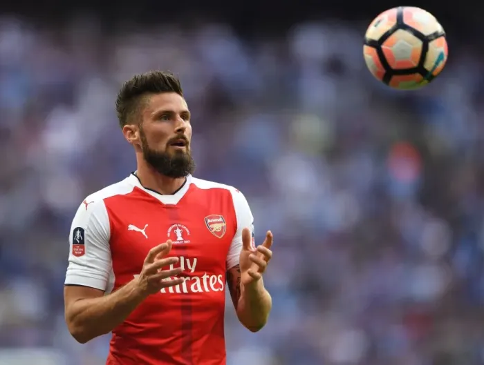 Framed Print : Olivier Giroud at the FA Cup Final: Arsenal's Winning Moment Against Chelsea, 2017