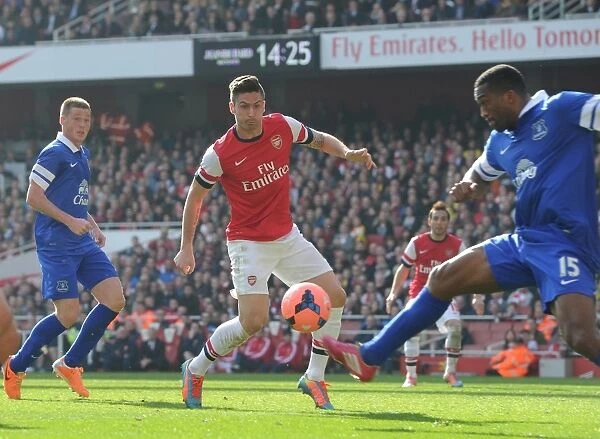 Olivier Giroud about to score Arsenals 3rd goal. Arsenal 4: 1 Everton. FA Cup 6th Round