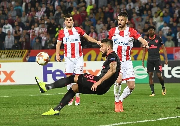 Olivier Giroud Scores for Arsenal in Europa League Clash against Red Star Belgrade, October 2017