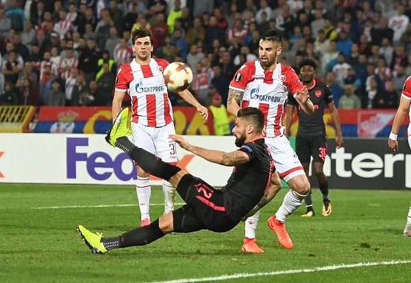 Olivier Giroud Scores for Arsenal in Europa League Match against Red Star Belgrade, October 2017