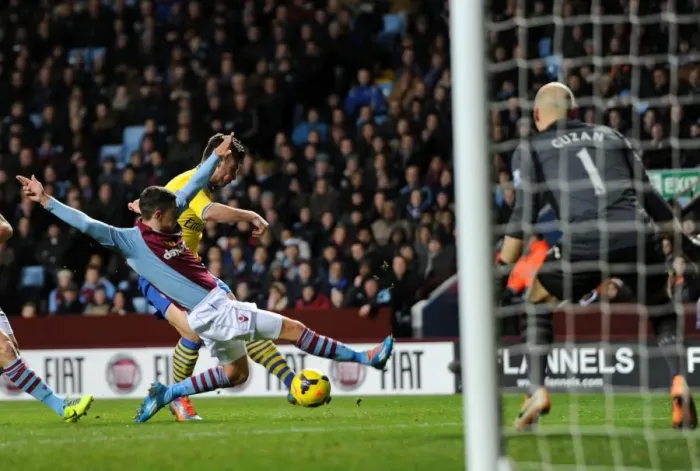 Framed Print : Olivier Giroud Scores Arsenal's Second Goal Against Aston Villa in 2013-14 Premier League Framed Print : Olivier Giroud Scores Arsenal's Second Goal Against Aston Villa in 2013-14 Premier League