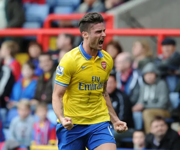 Framed Print : Olivier Giroud Scores Arsenal's Second Goal Against Crystal Palace (2013-14) Framed Print : Olivier Giroud Scores Arsenal's Second Goal Against Crystal Palace (2013-14)