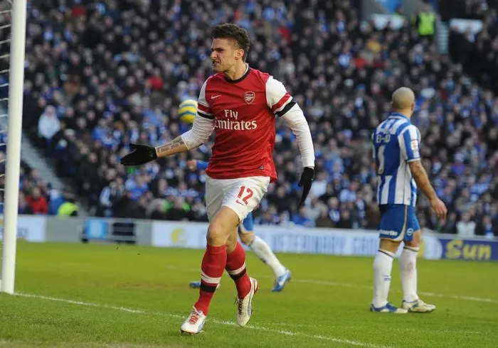 Framed Print : Olivier Giroud Scores Brace: Arsenal Triumphs Over Brighton in FA Cup Fourth Round Framed Print : Olivier Giroud Scores Brace: Arsenal Triumphs Over Brighton in FA Cup Fourth Round