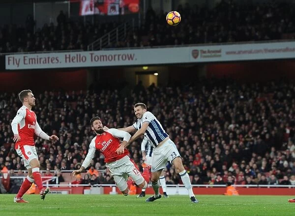 Olivier Giroud Scores Dramatic Goal Against Gareth McAuley in Arsenal vs. West Bromwich Albion, Premier League 2016-17