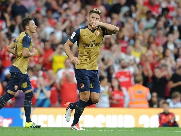 Olivier Giroud Scores First Arsenal Goal in Emirates Cup Match Against Olympique Lyonnais, 2015