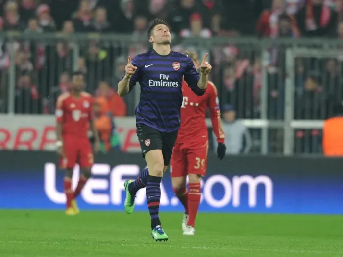 Framed Print : Olivier Giroud Scores First Goal: Arsenal vs. Bayern Munich, UEFA Champions League 2013 Framed Print : Olivier Giroud Scores First Goal: Arsenal vs. Bayern Munich, UEFA Champions League 2013