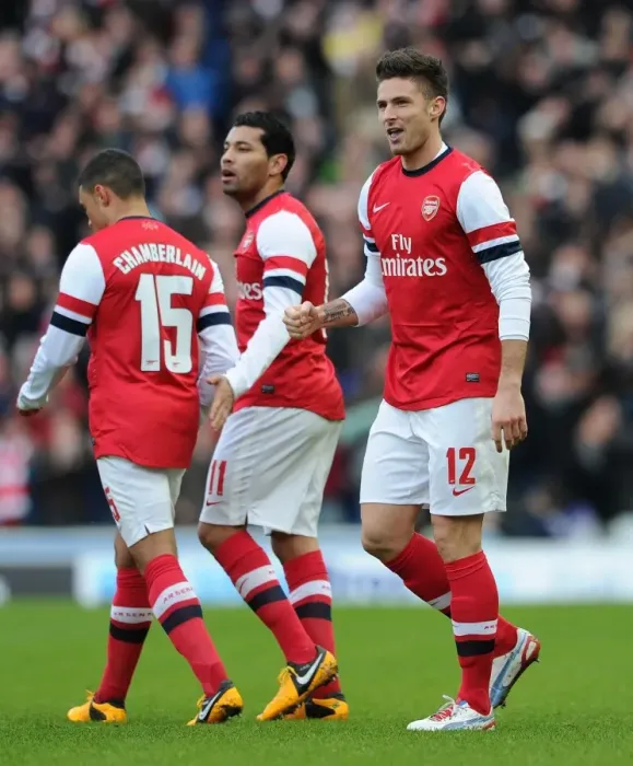 Framed Print : Olivier Giroud Scores First Goal: Brighton & Hove Albion vs. Arsenal, FA Cup 2012-13