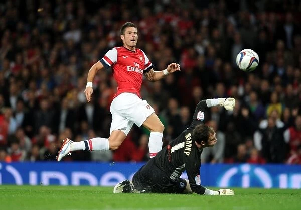 Olivier Giroud Scores Against Joe Murphy: Arsenal vs Coventry City, Capital One Cup 2012-13