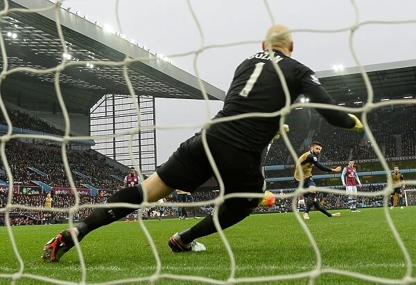 Olivier Giroud Scores Penalty for Arsenal Against Aston Villa, 2015