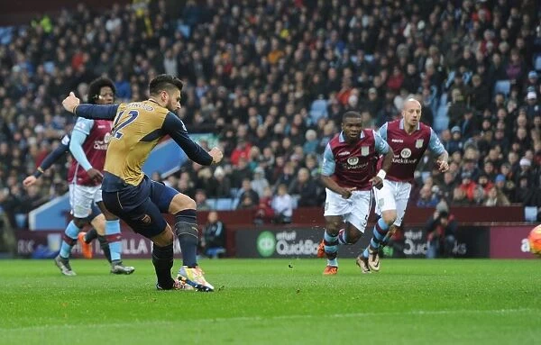 Olivier Giroud Scores the Penalty: Aston Villa vs. Arsenal, Premier League 2015-16