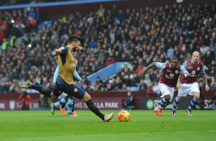 Framed Print : Olivier Giroud Scores Penalty Goal: Aston Villa vs. Arsenal, Premier League 2015-16 Framed Print : Olivier Giroud Scores Penalty Goal: Aston Villa vs. Arsenal, Premier League 2015-16