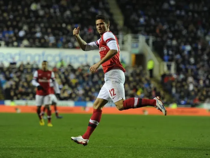 Framed Print : Olivier Giroud Scores Second Goal: Arsenal vs. Reading, Capital One Cup 2012-13