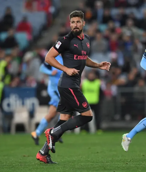 Framed Print : Olivier Giroud Scores Twice: Arsenal Defeats Sydney FC 2-0 in Pre-Season Friendly at ANZ Stadium
