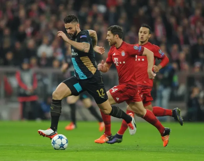 Framed Print : Olivier Giroud vs. Bayern Munich: Arsenal's Star Forward Faces Tough Challenge in Champions League Framed Print : Olivier Giroud vs. Bayern Munich: Arsenal's Star Forward Faces Tough Challenge in Champions League
