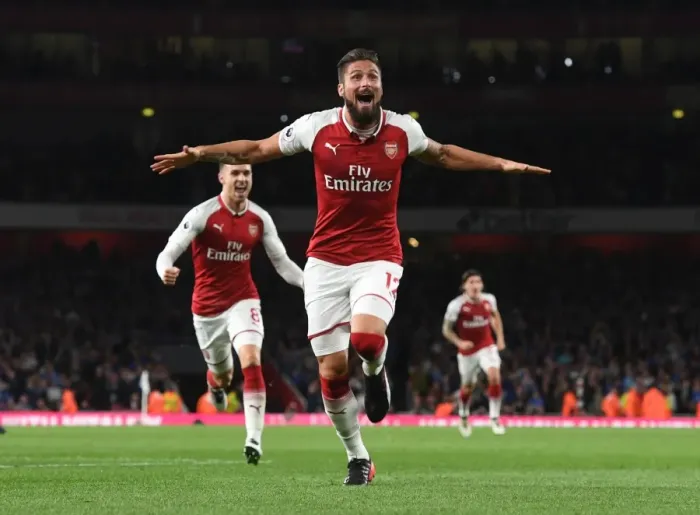 Framed Print : Olivier Giroud's Brace: Arsenal Thrash Leicester City 4-3 in Premier League Opener