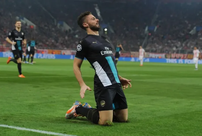 Framed Print : Olivier Giroud's Brace: Arsenal's UEFA Champions League Victory over Olympiacos (December 2015)
