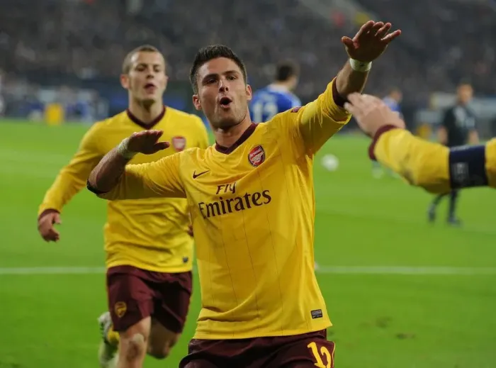 Framed Print : Olivier Giroud's Brace: Arsenal's UEFA Champions League Victory over Schalke 04, 2012-13