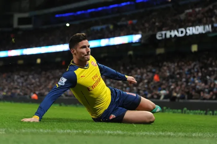 Framed Print : Olivier Giroud's Decisive Goal: Arsenal's Victory over Manchester City, Premier League 2014-15