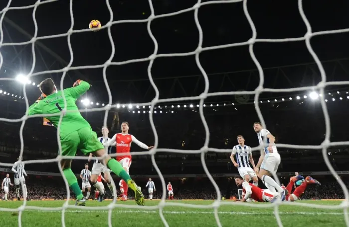 Framed Print : Olivier Giroud's Game-Winning Goal: Arsenal Triumphs Over West Bromwich Albion in the Premier League, 2016-17