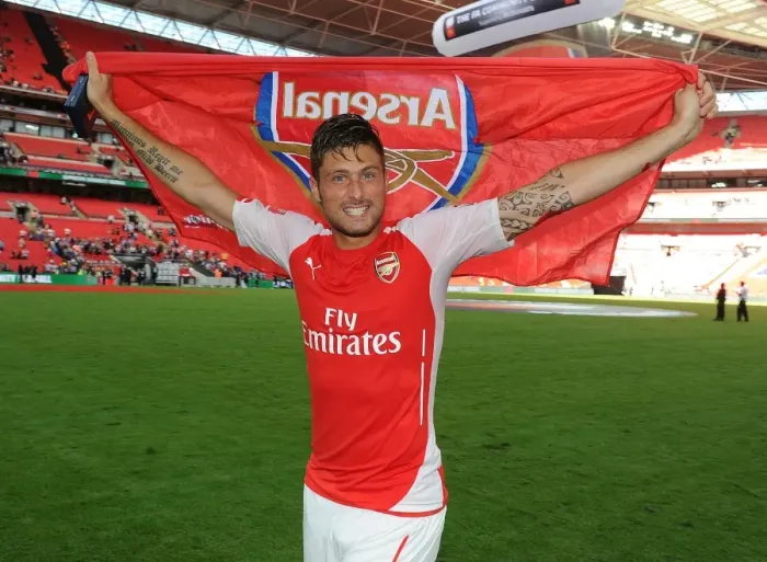 Framed Print : Olivier Giroud's Goal: Arsenal Celebrate FA Community Shield Victory over Manchester City
