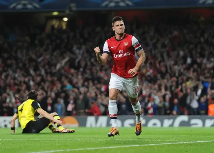 Framed Print : Olivier Giroud's Goal: Arsenal vs Borussia Dortmund, UEFA Champions League, 2013 Framed Print : Olivier Giroud's Goal: Arsenal vs Borussia Dortmund, UEFA Champions League, 2013
