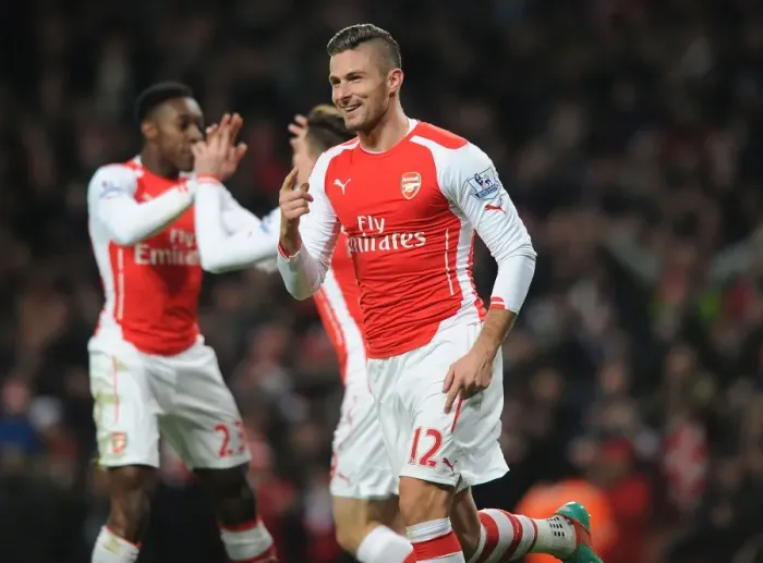 Framed Print : Olivier Giroud's Goal: Arsenal vs Newcastle United, Premier League 2014 / 15