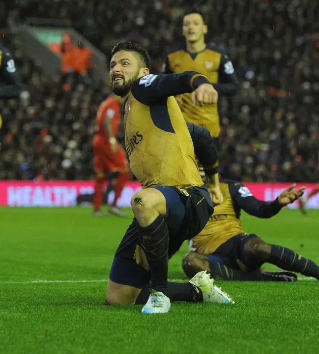Framed Print : Olivier Giroud's Hat-Trick: Arsenal's Thrilling Victory over Liverpool, Premier League 2015-16