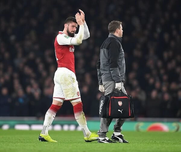 Olivier Giroud's Injured Exit: Arsenal vs. West Ham United, Carabao Cup Quarterfinals
