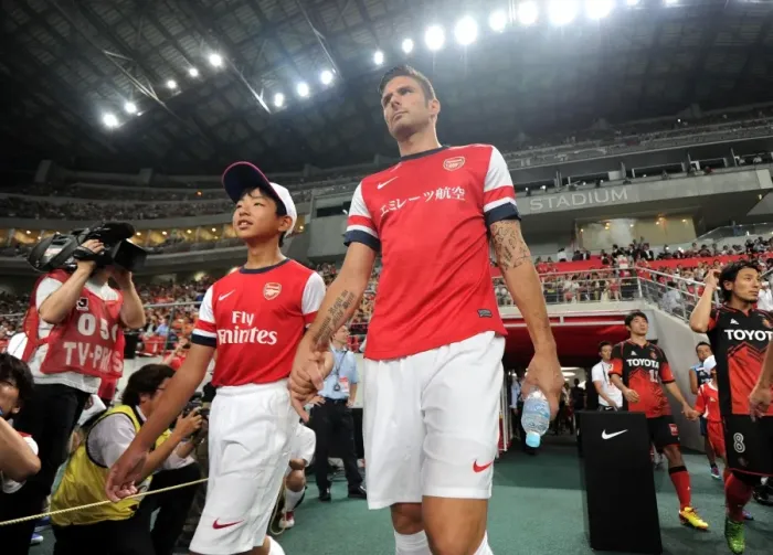 Framed Print : Olivier Giroud's Pre-Season Journey: Arsenal in Japan vs Nagoya Grampus (2013)