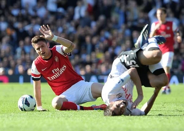 Olivier Giroud's Red Card Dispute with Stanislav Manolev (Fulham vs. Arsenal, Premier League 2012-13)