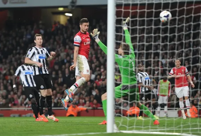 Framed Print : Olivier Giroud's Stunning Hat-trick: Arsenal's Victory Over Newcastle United, April 2014