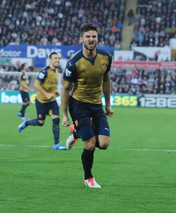Framed Print : Olivier Giroud's Thrilling Goal: Swansea City vs. Arsenal, Premier League 2015-16