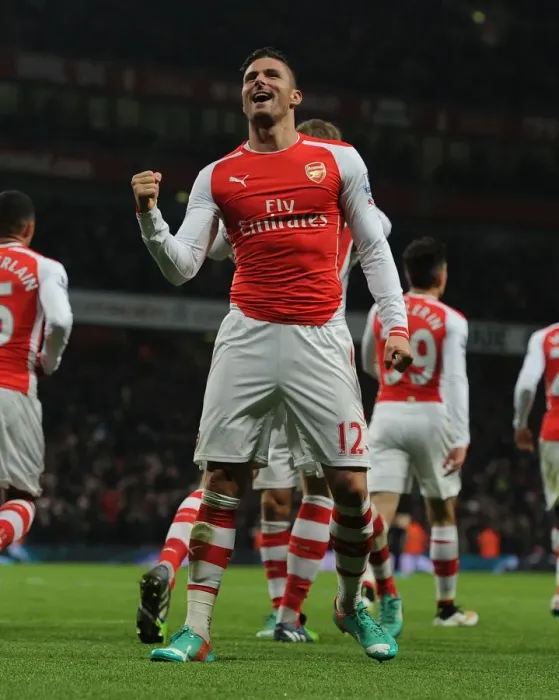 Framed Print : Olivier Giroud's Triumphant Goal Celebration vs. Newcastle United (2014 / 15 Premier League)